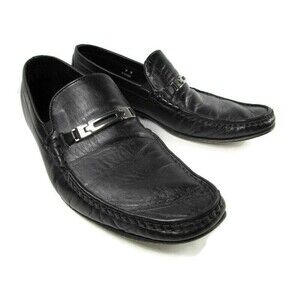 Broletto Black Leather Moc Toe Horsebit Loafers Mens Size US 9 M Made In Italy